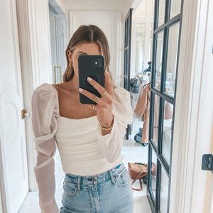 Abercrombie long sleeve puff shoulder top